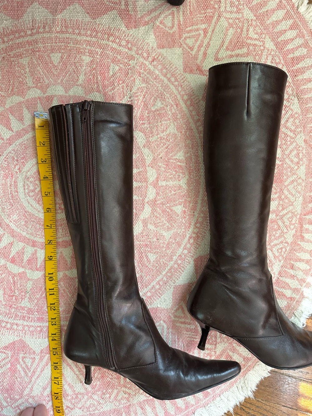 Dark Brown Leather Narrow-Calf Knee-High Boots - Picture 8 of 8